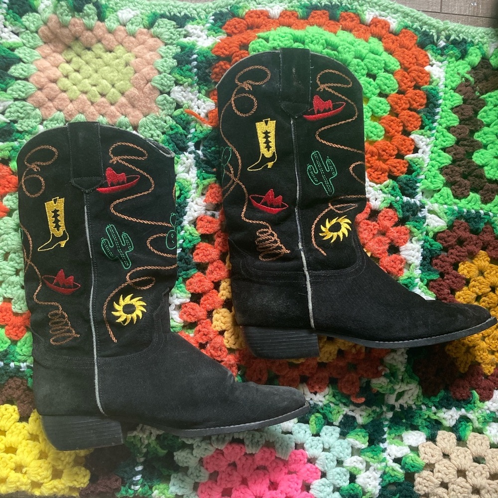 VINTAGE 80s Novelty Western Cowboy Boots